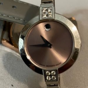 Movado stainless and crystal watch